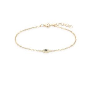 Saks Fifth Avenue 14k Yellow Gold, Diamond, and Blue Sapphire Evil Eye Bracelet